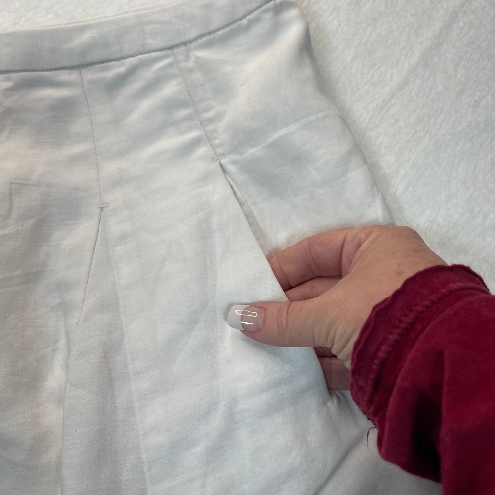 J.Crew White Linen Cotton Pleated Mini Skirt Sz 4 Academia Tennis Preppy School - Picture 3 of 8